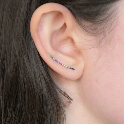 Boucles d'oreilles montantes - Arc-en-ciel